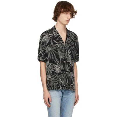 Shop Saint Laurent Black & White Dotted Leaf Short Sleeve Shirt In 1095 Blkcra