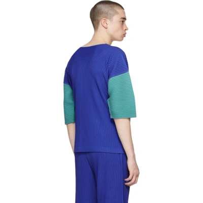 Shop Issey Miyake Blue & Green Block T-shirt In 78 B Blue×c Blue