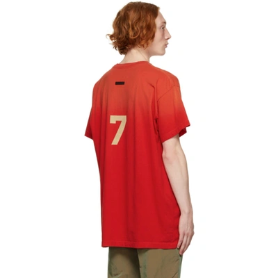 Shop Fear Of God Red '7' T-shirt In Vintage Red646