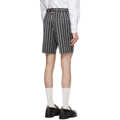 Shop Thom Browne Grey Wool Striped Shorts In 025 Drkgrey