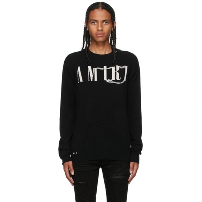 Shop Amiri Black Cashmere Logo Sweater