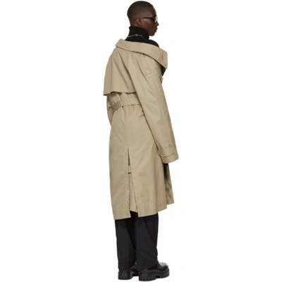 Shop Balenciaga Beige Cotton Drill Off-shoulder Trench Coat In 9501 Beige
