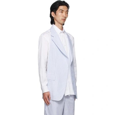 Shop Comme Des Garçons Shirt Blue Pinstripe Plastron In 1 Stripe