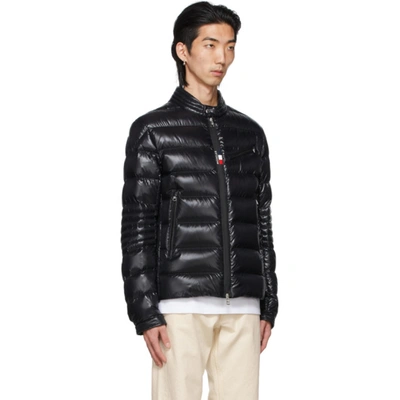 Shop Moncler Black Down Baunard Biker Jacket In 999 Black