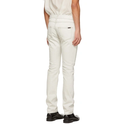 Shop Saint Laurent Off-white Straight-cut Jeans In 9028 Greybl