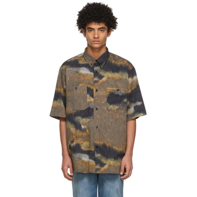 Shop Acne Studios Brown & Black Graphic Short Sleeve Shirt In Brown/black