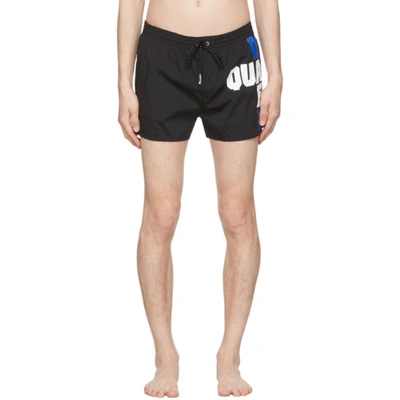 Shop Dsquared2 Black Block Logo Swim Shorts In 001 Black