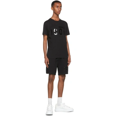 Shop Dsquared2 Black Monotone 'icon' Shorts In 992 Black-shiny Bla