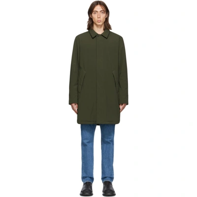 Shop The Very Warm Ssense Exclusive Khaki Shell Filled Mac Coat In Olive