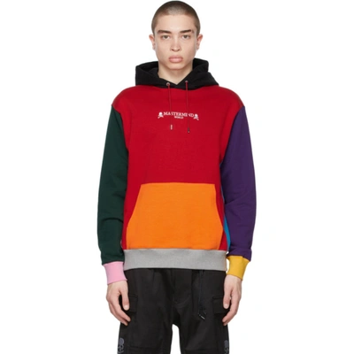 Shop Mastermind Japan Red Boxy Multi Colored Hoodie