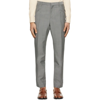 Shop Maison Margiela Grey Wool & Mohair Tweed Trousers In 854m Grey