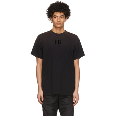 Shop Fear Of God Black 'fg' T-shirt In Vintage Blk