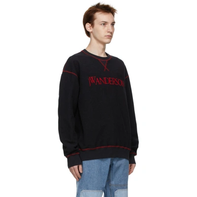 Shop Jw Anderson Black Inside-out Contrast Sweatshirt In Black999