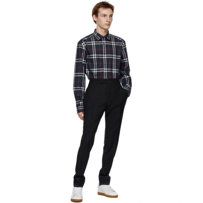 Shop Burberry Navy Check Caxton Shirt In Navy Ip Che