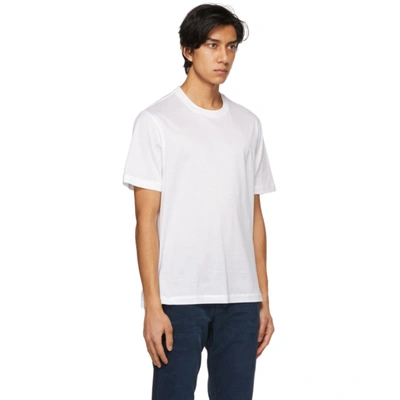 Shop Brioni White Logo T-shirt In 9000 White