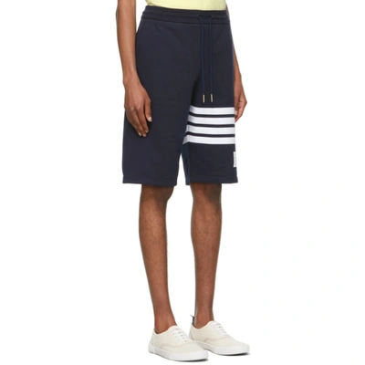 Shop Thom Browne Navy Loopback 4-bar Shorts In 461 Navy