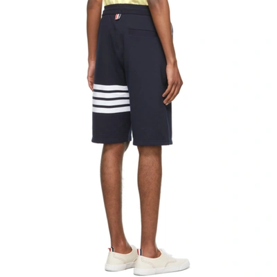 Shop Thom Browne Navy Loopback 4-bar Shorts In 461 Navy