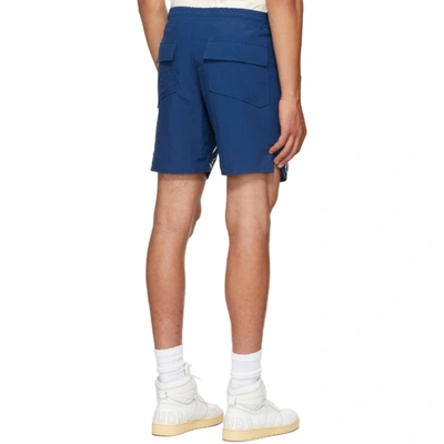 Shop Rhude Blue Logo Shorts In Navy