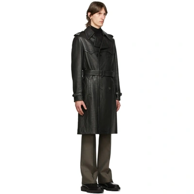 Shop Givenchy Black Leather Belted Trench Coat In 001-black