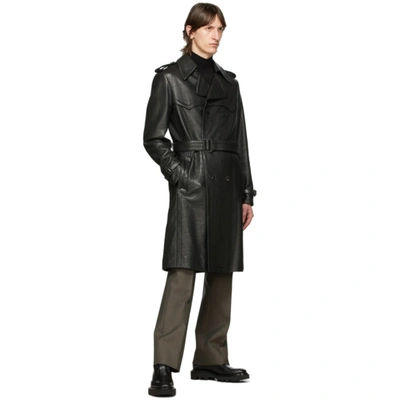 Shop Givenchy Black Leather Belted Trench Coat In 001-black