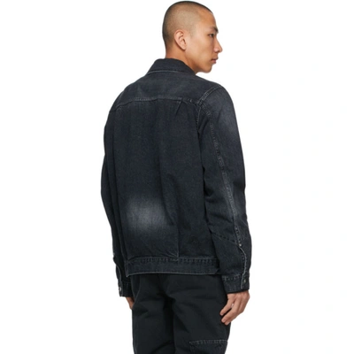 Shop Sacai Black Denim Oxford & Knit Jacket In Black 001