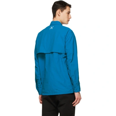 Shop Kenzo Blue Sport 'little X' Over Shirt In 69 Cyan