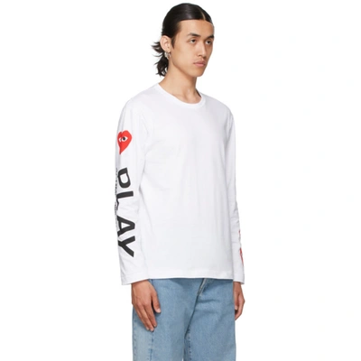 Shop Comme Des Garçons Play ホワイト Multi Hearts ロゴ ロング スリーブ T シャツ In White