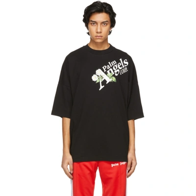 Shop Palm Angels Black Daisy Logo T-shirt