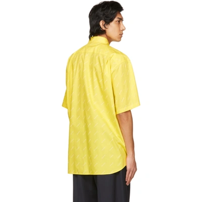Shop Balenciaga Yellow Logo Normal Fit Short Sleeve Shirt In 7201 Yellow
