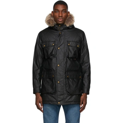 Belstaff Black Waxed Pathmaster Parka Coat In 90000 Black | ModeSens