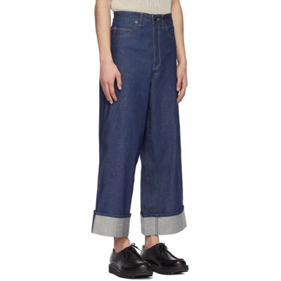 Shop King And Tuckfield Blue Wide Leg Graham Jeans In Indigo Dry