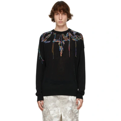Shop Marcelo Burlon County Of Milan Black Embroidered Wings Sweater In Black Mult