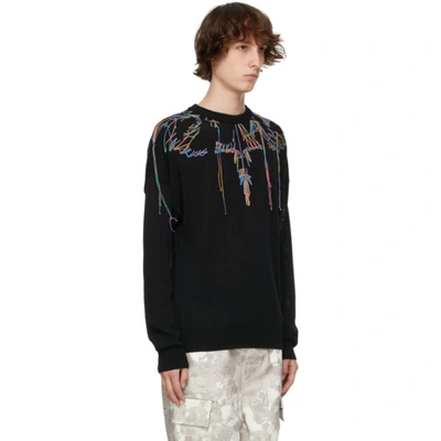 Shop Marcelo Burlon County Of Milan Black Embroidered Wings Sweater In Black Mult