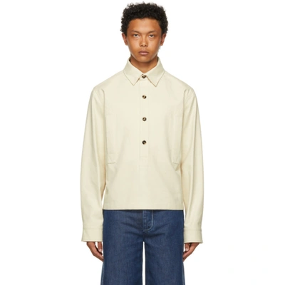 Shop Bottega Veneta Beige Knotted Twill Long Sleeve Polo In 2945 String