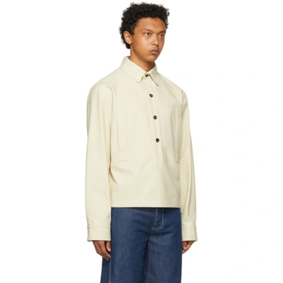 Shop Bottega Veneta Beige Knotted Twill Long Sleeve Polo In 2945 String