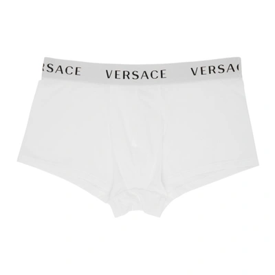 Shop Versace White Logo Band Boxer Briefs In A1001 Wht