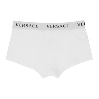 Shop Versace White Logo Band Boxer Briefs In A1001 Wht
