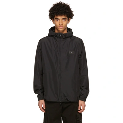 Shop Dolce & Gabbana Black Nylon Hooded Jacket In N0000 Black