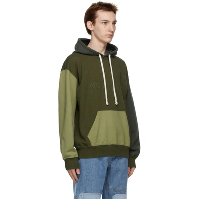 Shop Jw Anderson Green & Khaki Colorblock Hoodie In Green 500