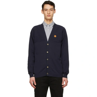 Shop Kenzo Navy Tiger Crest Cardigan In 76 Navy