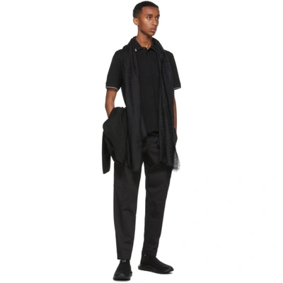 Shop Z Zegna Black Stretch Cotton Piquet Short-sleeve Polo In K09 Black