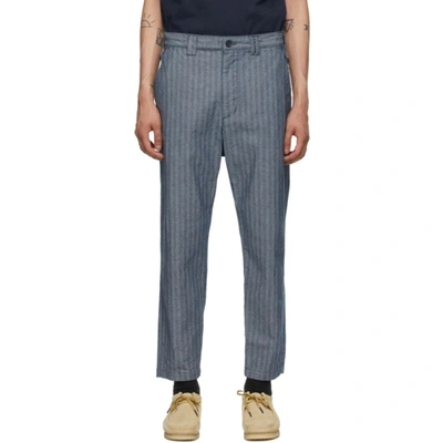 Shop Aïe Blue Denim Herringbone Bng Trousers In Ct050 Navy