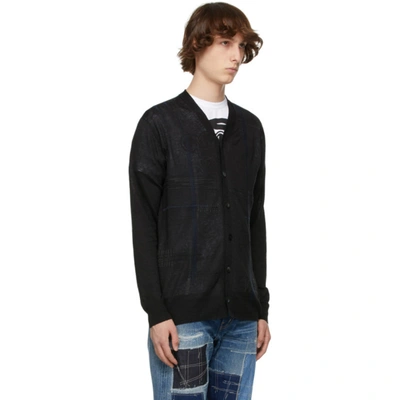 Shop Junya Watanabe Black Linen Jersey Embroidery Cardigan In 1 Black