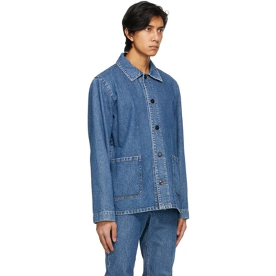 Shop Apc Blue Denim Kerlouan Jacket In Iab Ltblue