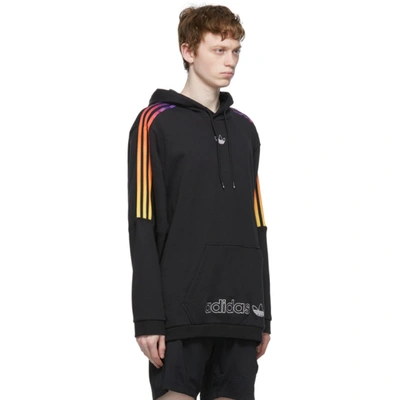 Shop Adidas Originals Black & Multicolor Sprt 3-stripe Hoodie In Blk/multi