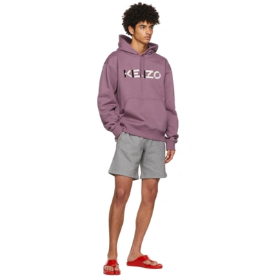 Shop Kenzo Purple Oversized Logo Hoodie In 82 Blackcur