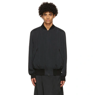 Shop Y-3 Black Sanded Cupro Bomber Jacket In Off Black