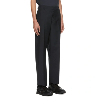 Shop Valentino Navy Mohair & Wool Trousers In 598 Navy