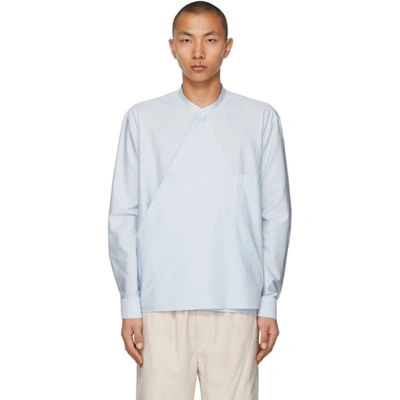 Shop Lemaire Blue Wrapover Shirt In 707 Ice Blue