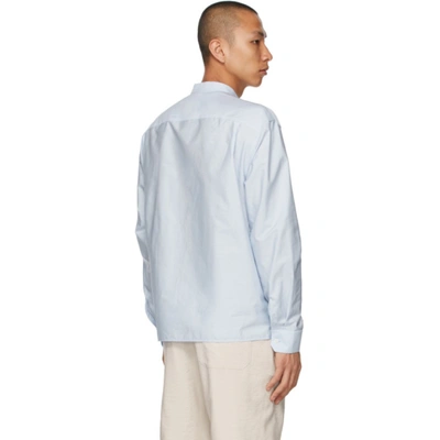 Shop Lemaire Blue Wrapover Shirt In 707 Ice Blue